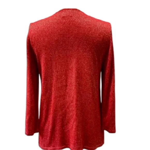 Ruby Rd. Red Cardigan Sweater Sparkle With Beaded Accents Large L - Picture 4 of 9